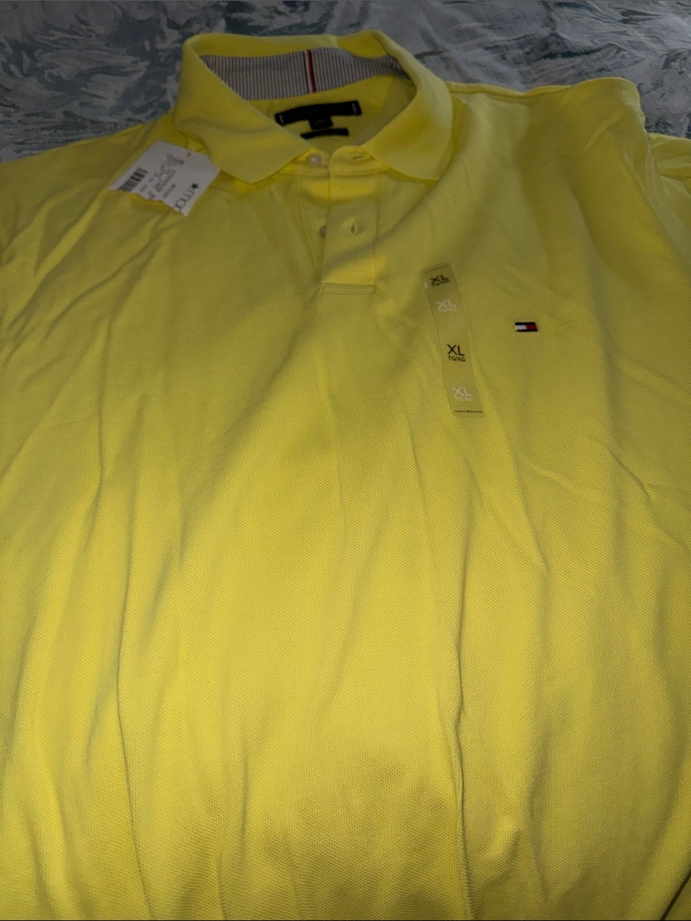 NWT -Tommy Hilfiger Men's Yellow Polo Shirt with Chest Flag